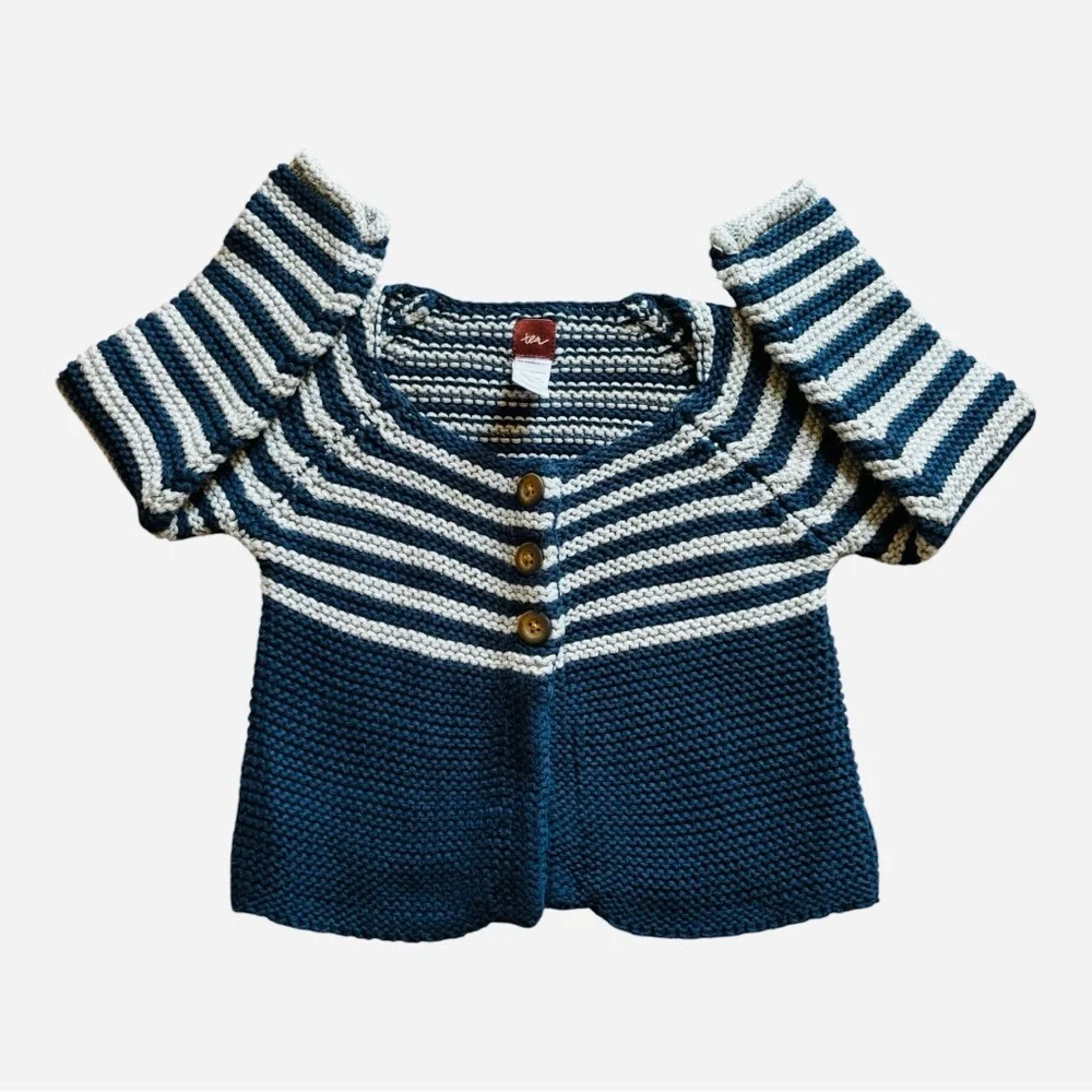 Tea Collection Blue and White Striped Sweater